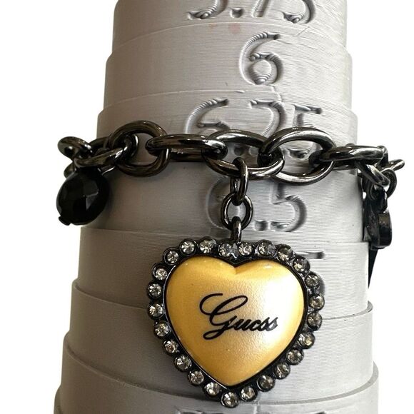 Guess Gunmetal Heart Charm Bracelet - Picture 7 of 10